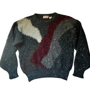 Vtg Bonwit Teller Italian Wool Silk Blend Sweater Grandpa Core Mens S Abstract